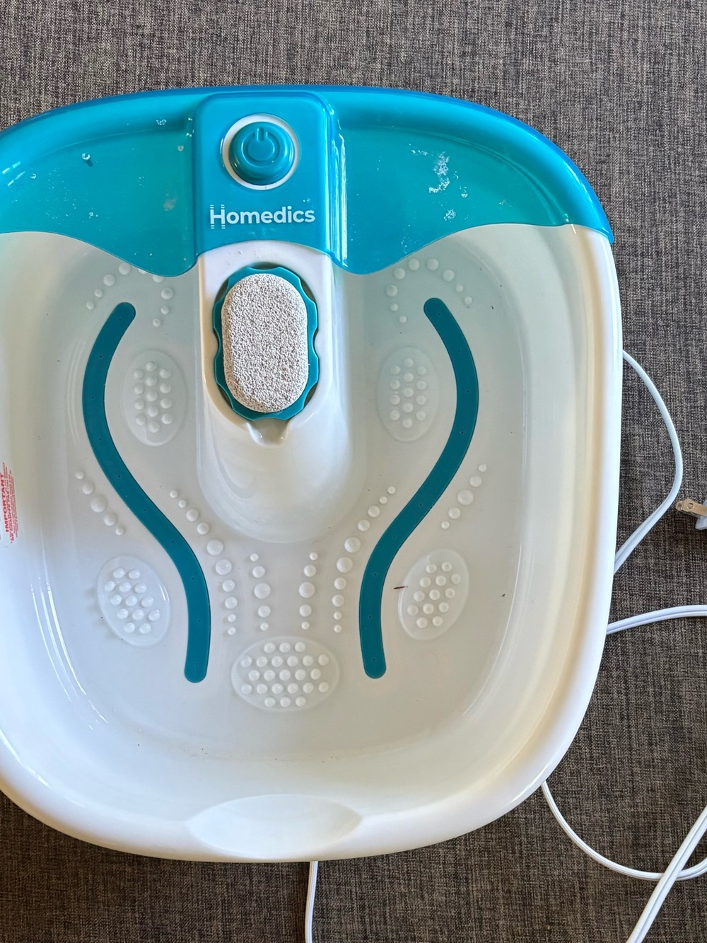 Homedics White and Teal Foot Spa with Pumice Roller